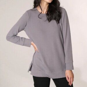 New Mr Max Grey Tunic Top with Side Slits Size Large bin 4H